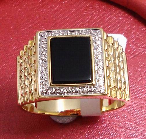 15mm WIDE GENUINE NATURAL ONYX MENS RING-size10